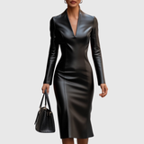 Noélie | Robe midi femme élégante à coupe ajustée et col V