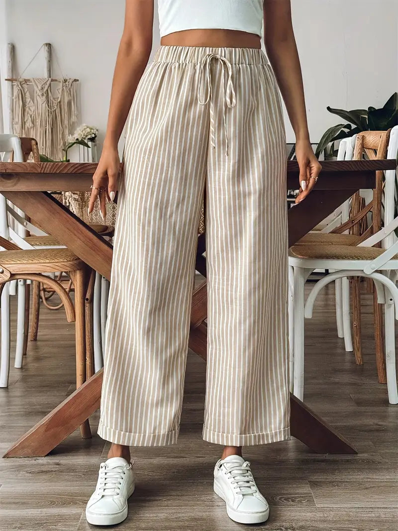 Alicia | Pantalon Fluide Taille Élastique Jambe Large