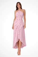 Camille | Robe Longue Halter à Volants Étagés