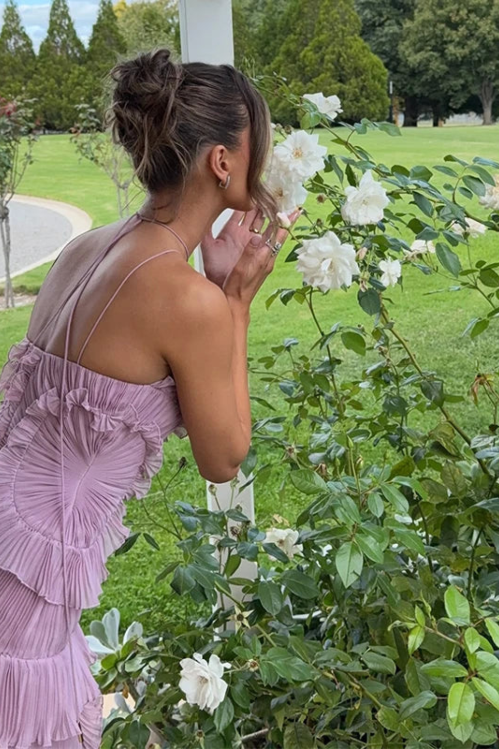 Amarande | Robe Longue Dos Nu Volants Col Halter