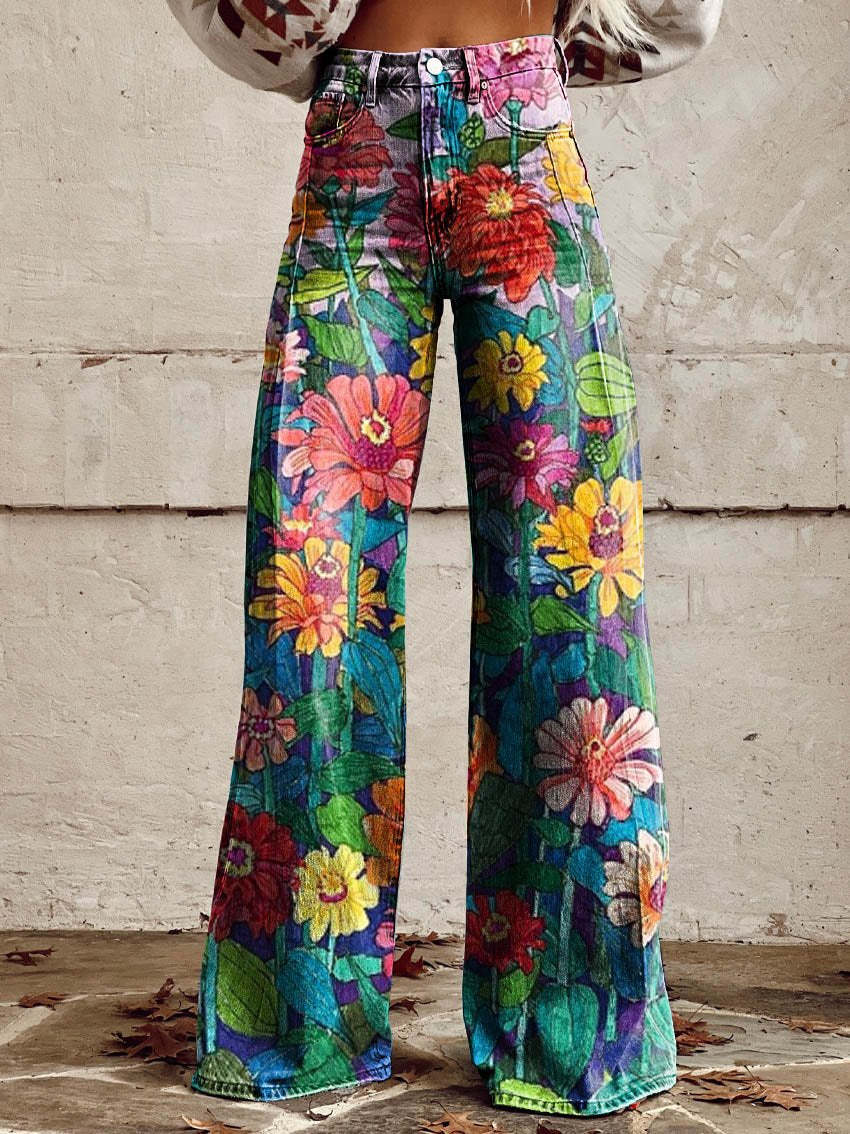 Éléonore | Pantalon Long Fluide Imprimé pour Été