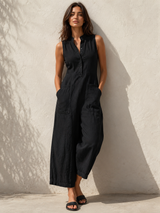 Maugane | Combinaison Sans Manches Jambes Larges Boutonnée