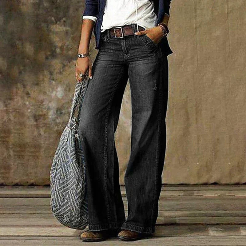 Dulcie | Jean Large Taille Basse Style Décontracté