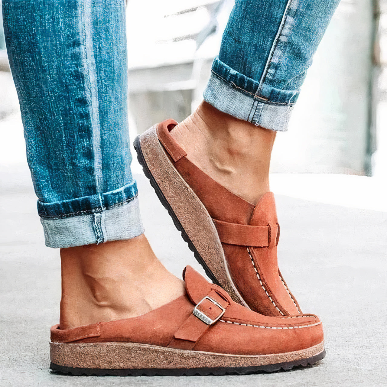 Erell | Mules à Boucle Semelle Liège