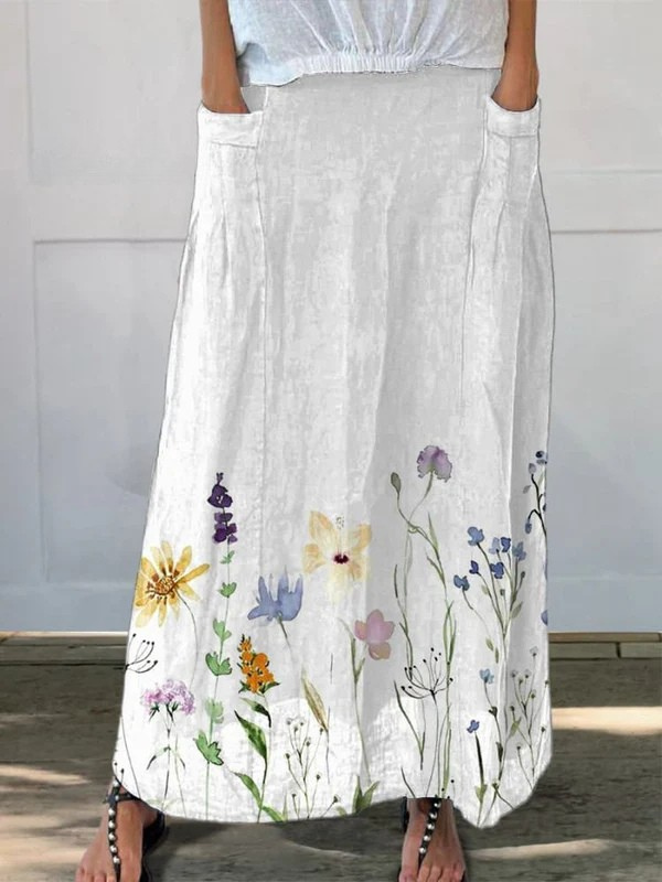 Florence | Jupe Maxi Aquarelle à Imprimé Floral