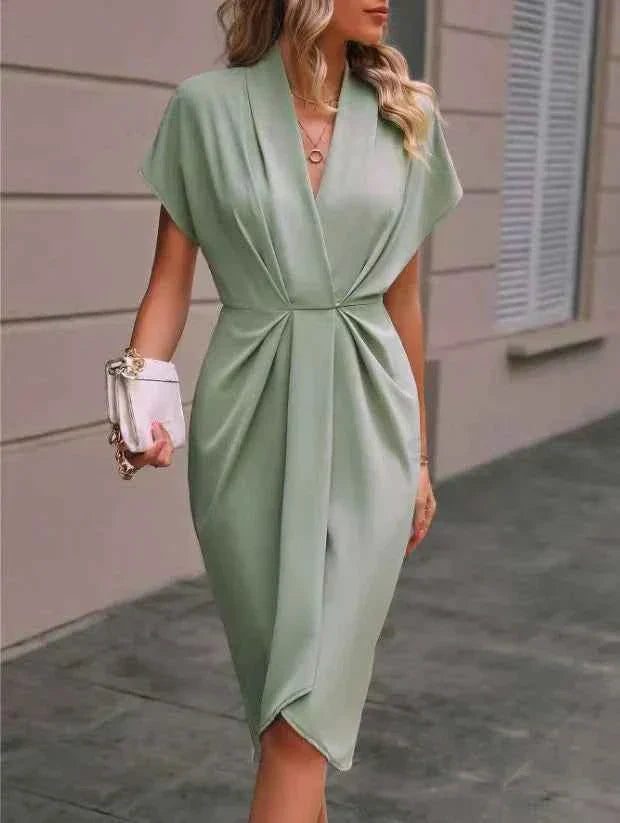Corinne | Robe Portefeuille Col V Manches Courtes
