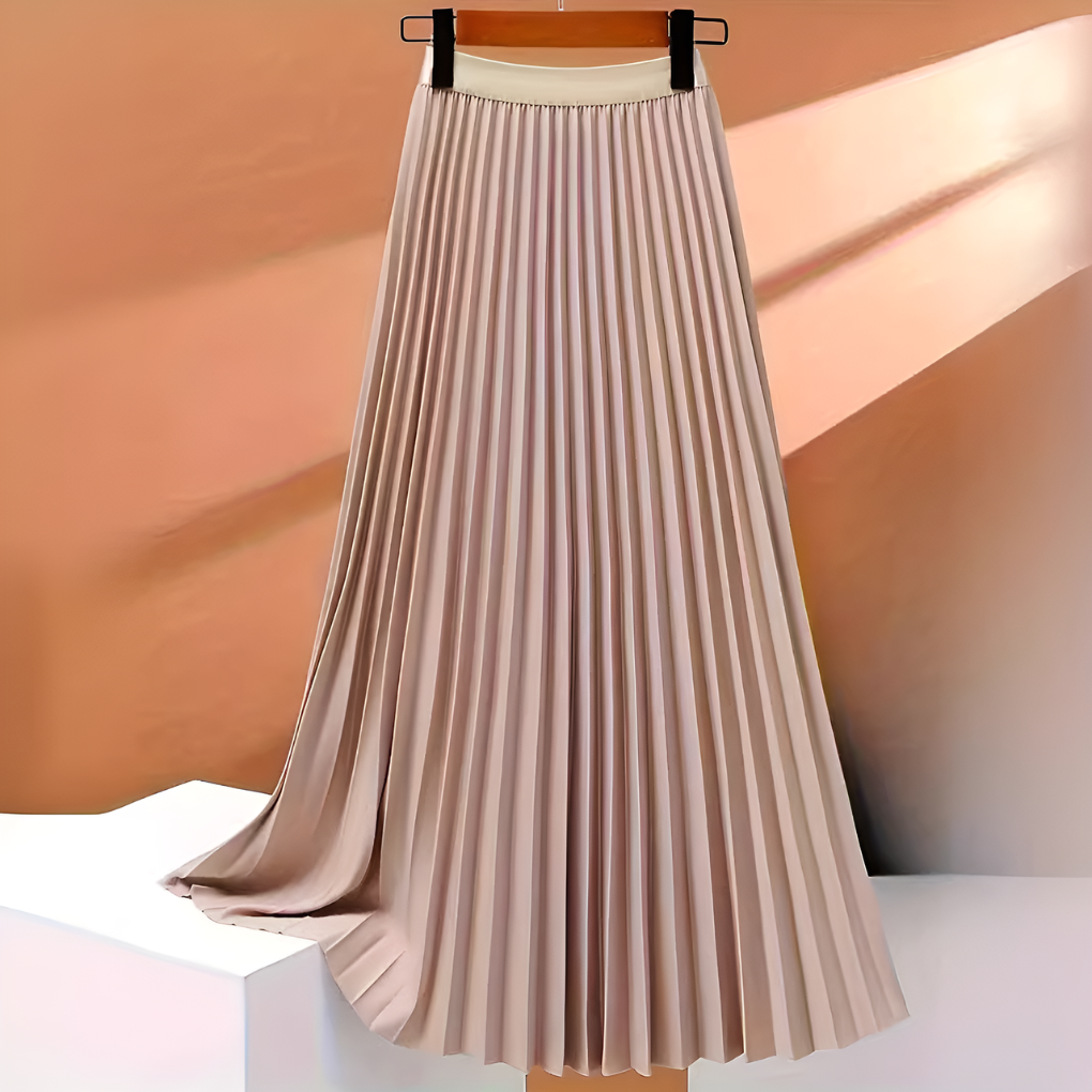 Morgane | Jupe Plissée en Satin Taille Haute