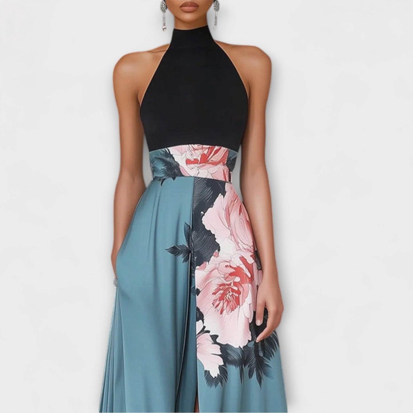 Apolline | Robe Longue Évasée Florale à Fente
