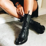 Bottines à lacets femme à petit talon et bout rond