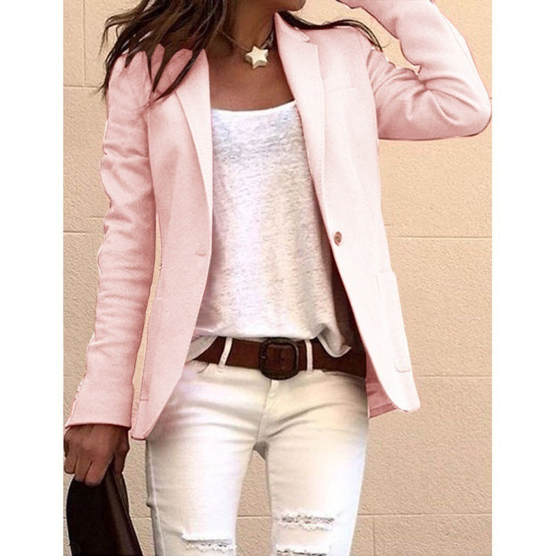 Blazer femme col cranté à fermeture un bouton