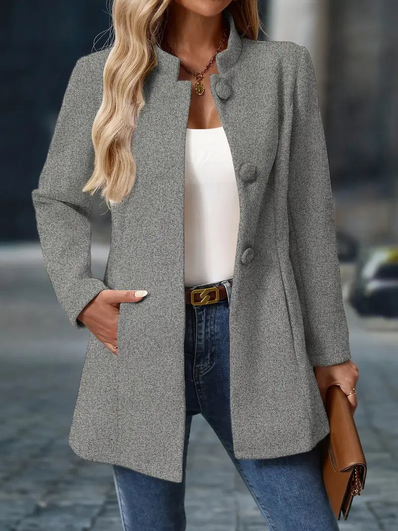Sévigné | Manteau Mi-Long Col Montant Boutonné