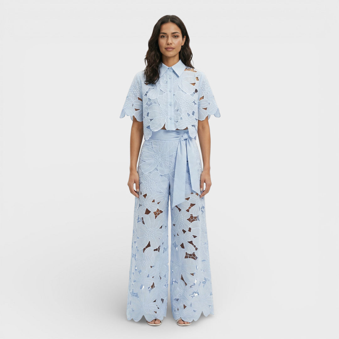 Bastienne | Ensemble Pantalon Large et Haut Court Floral