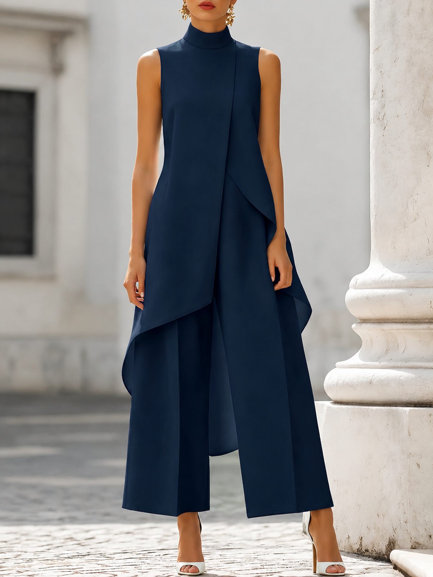 Odile | Ensemble Top Asymétrique Pantalon Large