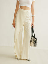 Pantalon large femme à taille haute et panneau cache-cœur