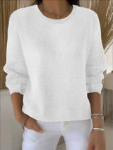 Pull col rond femme à manches longues en maille souple