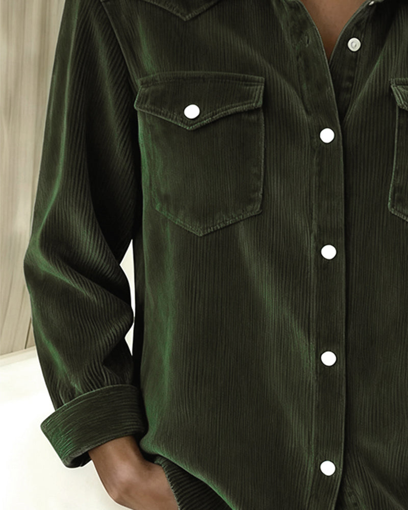 Chemise en velours côtelé boutonnée, vue d'ensemble