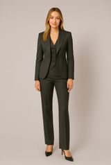 Tailleur trois pièces femme blazer, gilet et pantalon slim