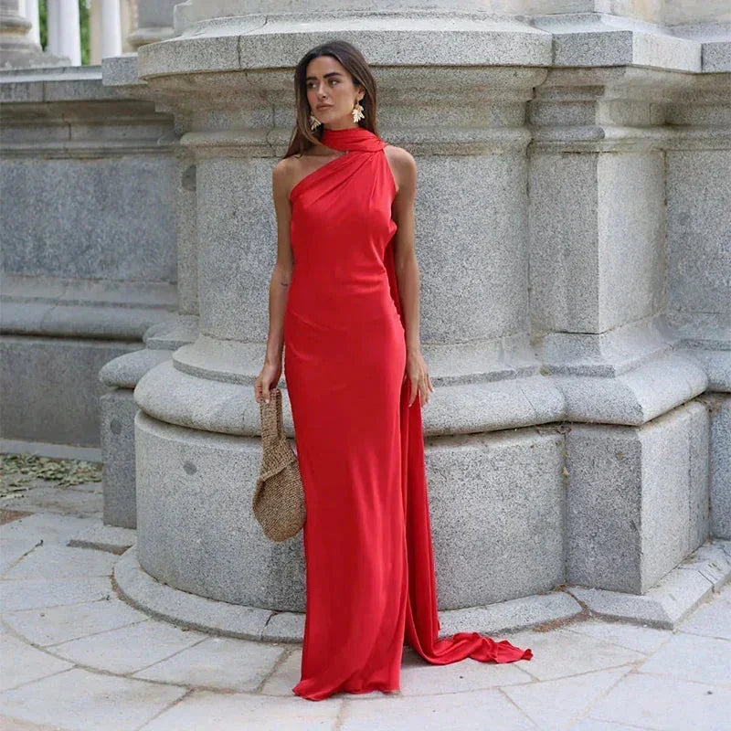 Bertille | Robe Longue Drapée à Une Bretelle