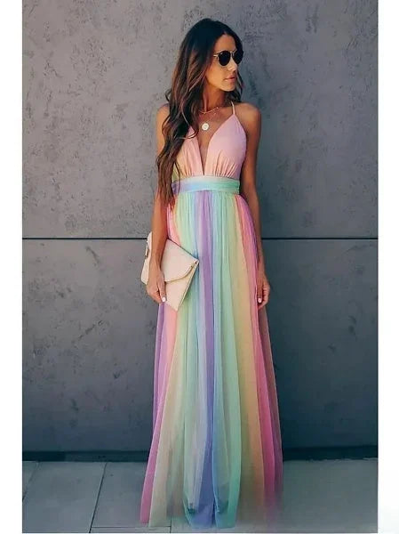 Noor | Robe Longue Rayée Dos Nu