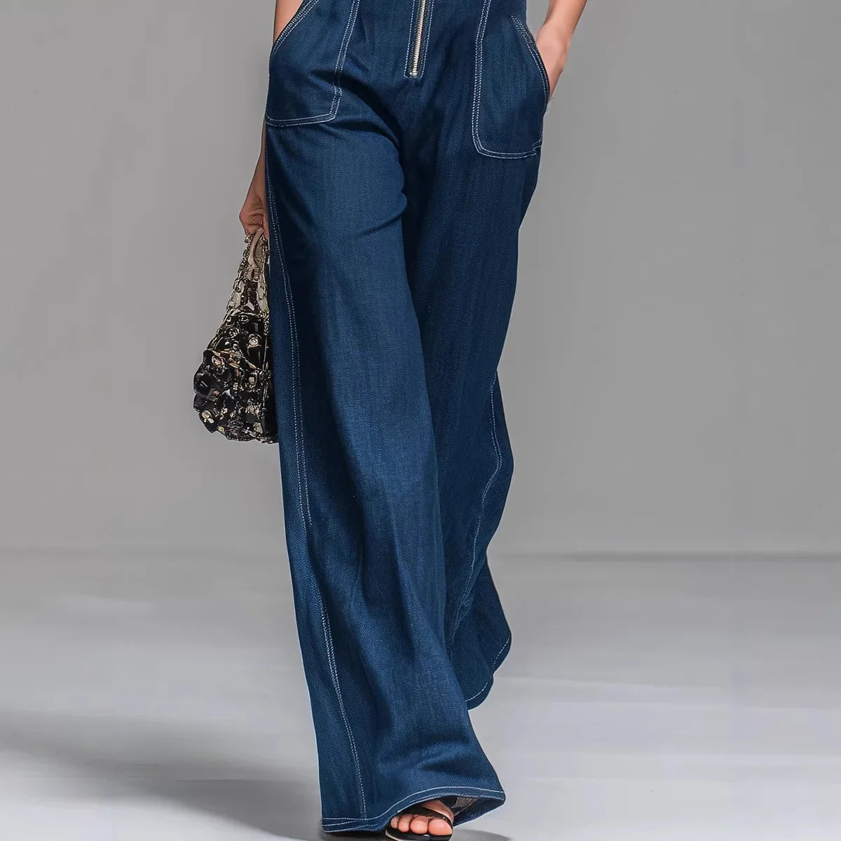 Maïana | Combinaison Denim Taille Haute Large