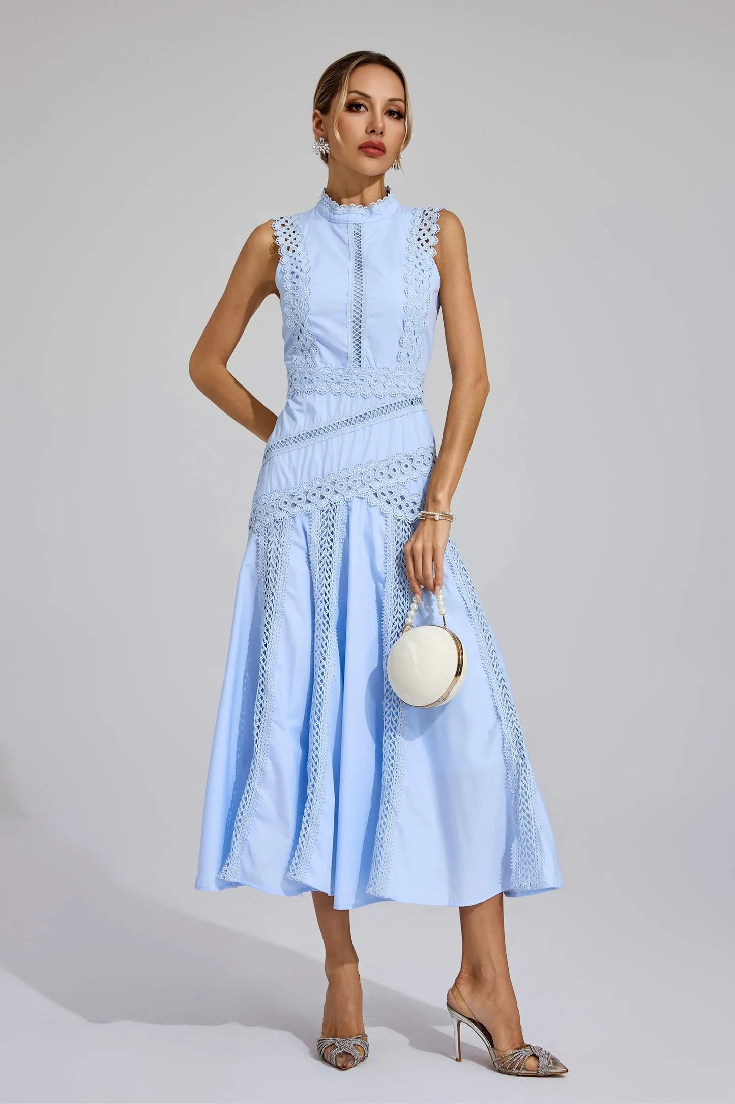 Nolwenn | Robe Midi Dentelle Sans Manches