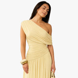 Josseline | Robe Longue Une Épaule Drapée pour Soirée