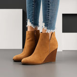 Colinette | Bottines Daim Talon Compensé Zip