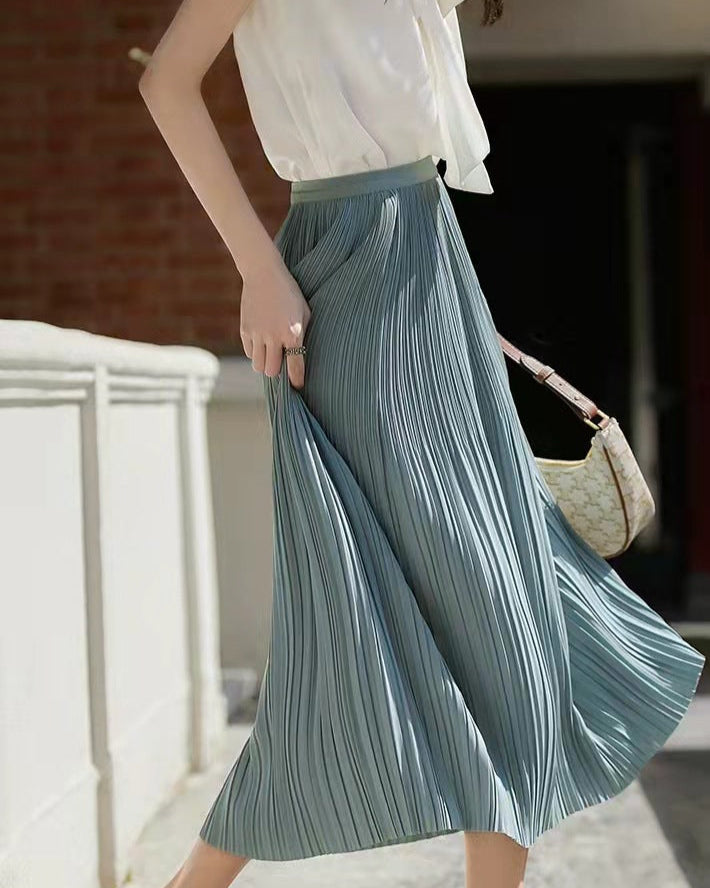 Charlotte | Jupe Plissée Midi à Taille Haute