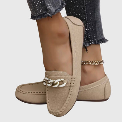 Méliane | Mocassins Élégants à Chaîne Dorée