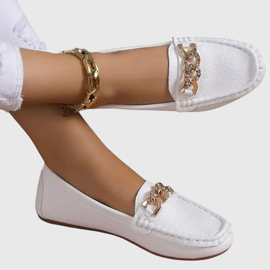 Méliane mocassins élégants à chaîne dorée femme