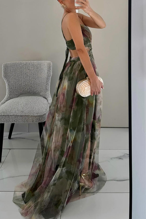 Manon | Robe Longue Fleurie Dos Ajustable pour Mariage Invitée