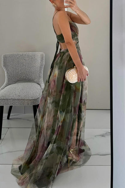 Manon | Robe Longue Fleurie Dos Ajustable pour Mariage Invitée