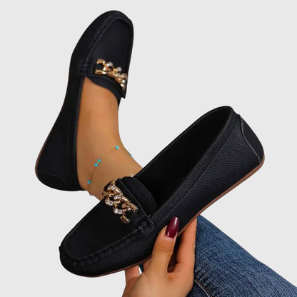 Méliane | Mocassins Élégants à Chaîne Dorée