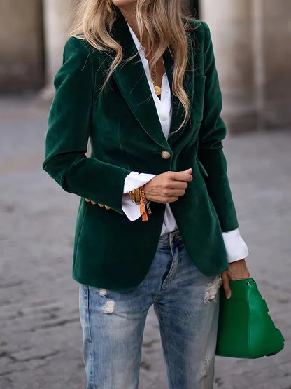 Aubertine | Blazer en Velours Coupe Ajustée