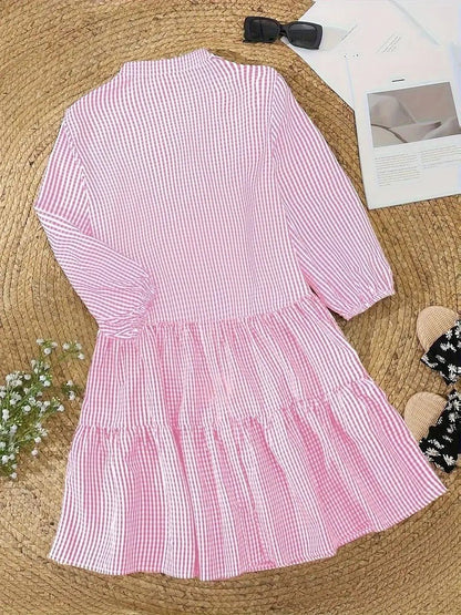 Rosalie | Robe Courte Vichy Manches 3/4