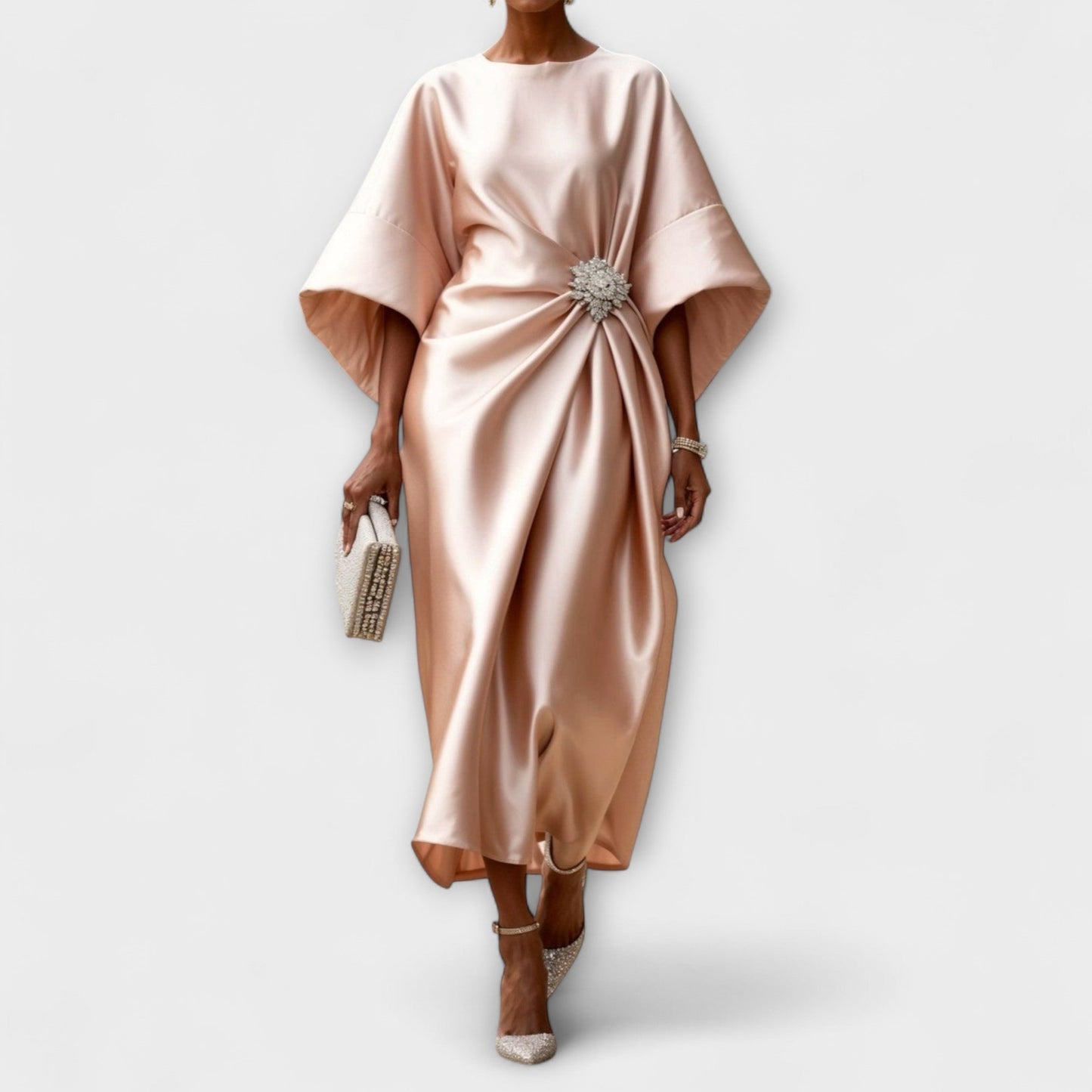 Bérénice | Robe Longue de Cérémonie en Satin Bleu Marine