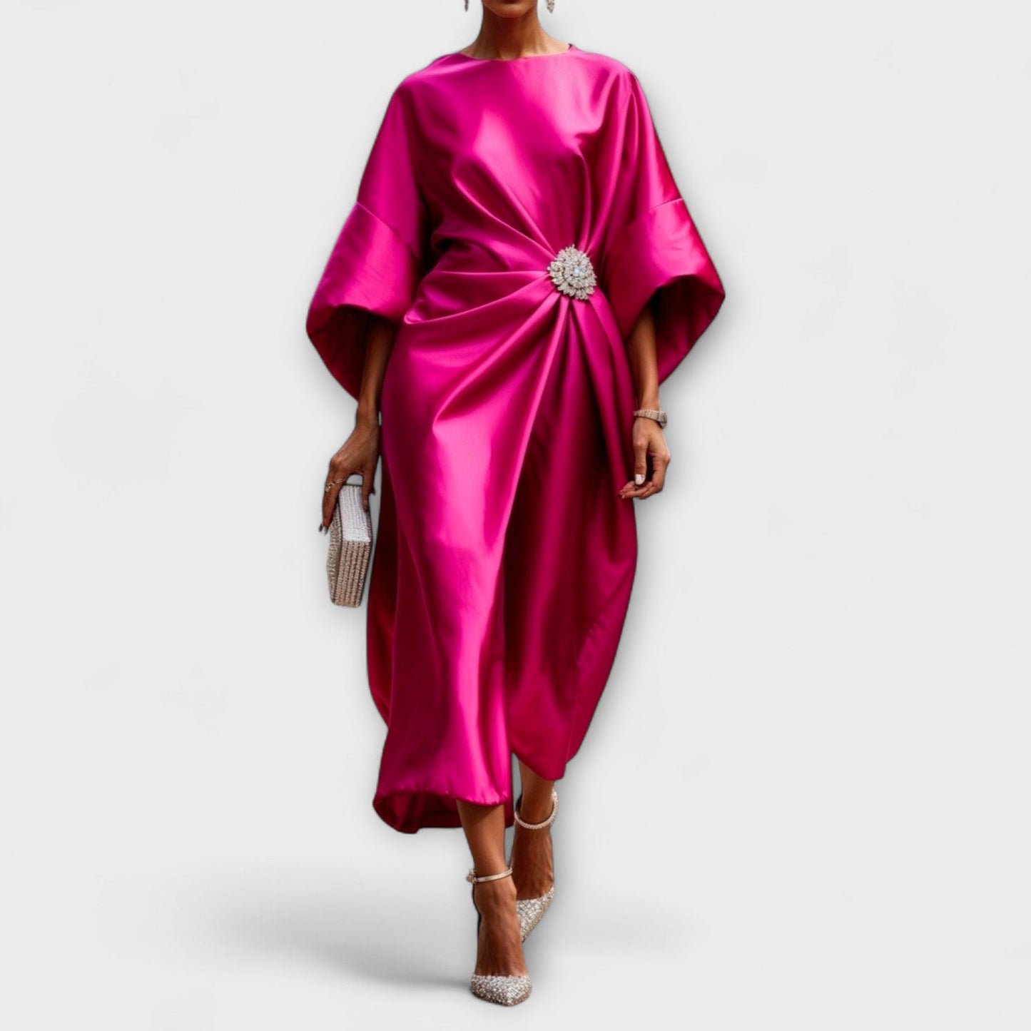 Bérénice | Robe Longue de Cérémonie en Satin Bleu Marine