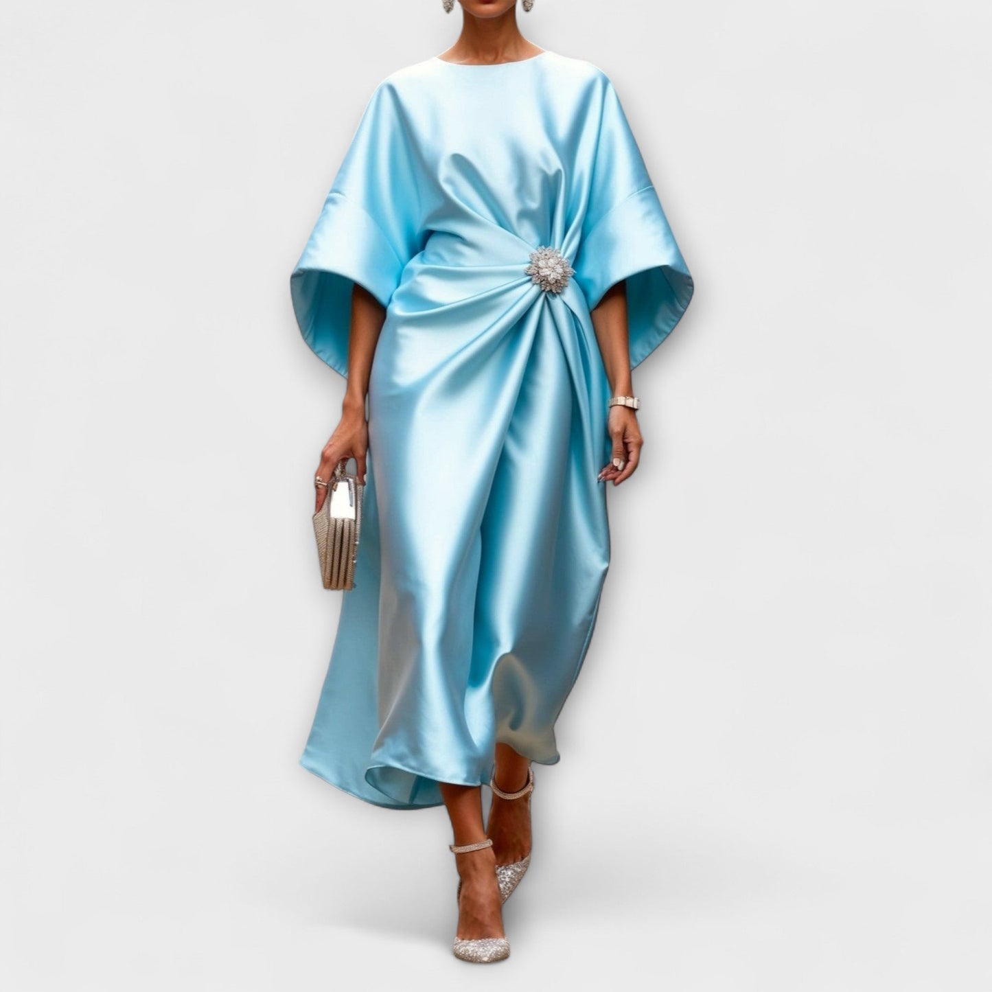 Bérénice | Robe Longue de Cérémonie en Satin Bleu Marine