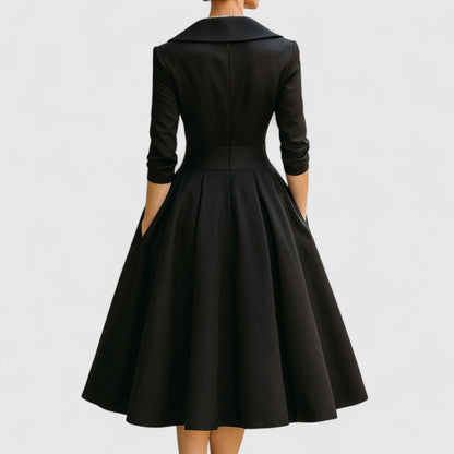 Clarisse | Robe midi femme élégante à corsage croisé et décolleté en V
