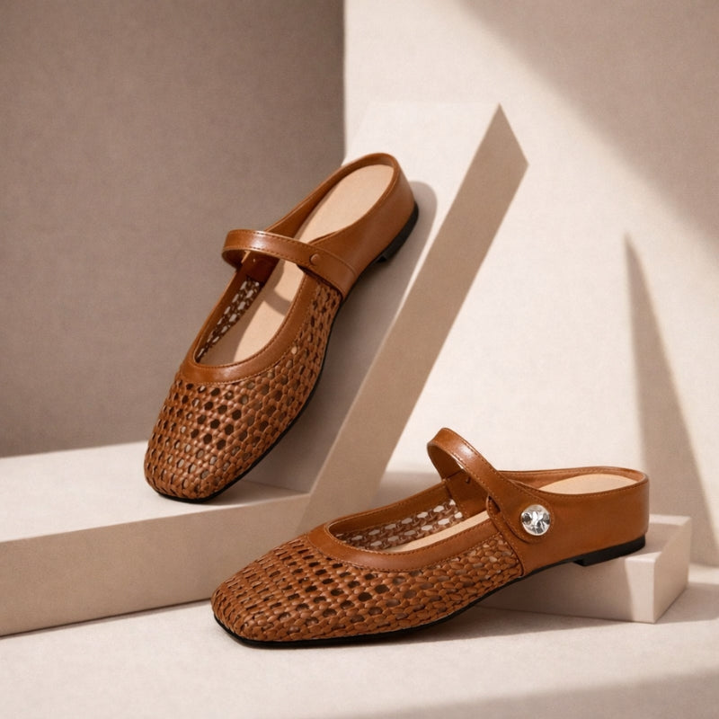 Goldie | Mules Tressées Mary Jane