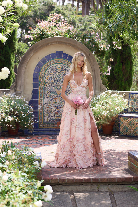 Romane | Robe Maxi à Bretelles Volantée