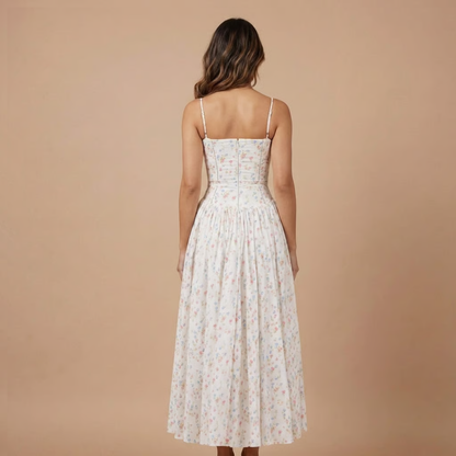Floriane | Robe Midi Fleurie pour Cérémonie