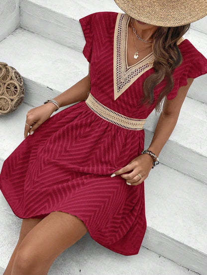 Ninon | Robe Courte Crochet Col V