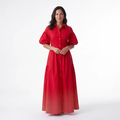 Basilie | Robe Longue Boutonnée Taille Marquée