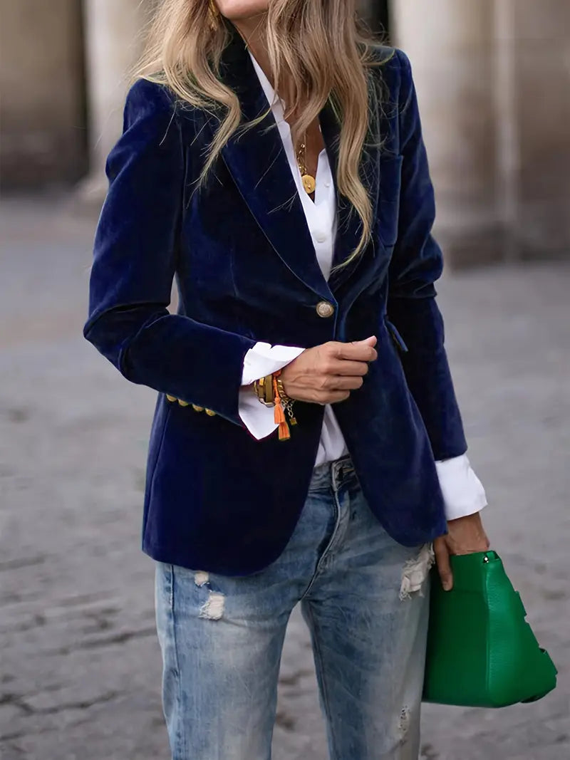 Aubertine | Blazer en Velours Coupe Ajustée