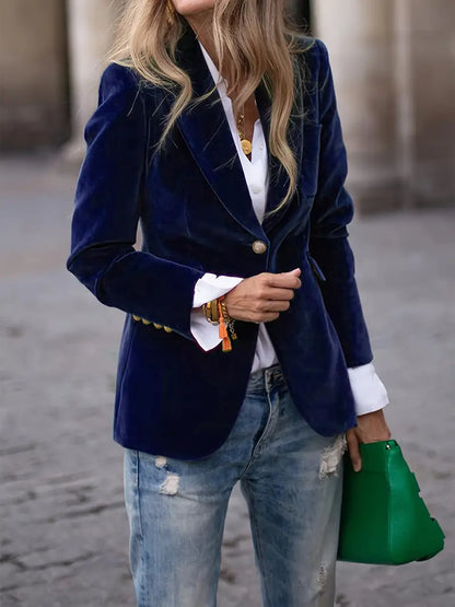 Aubertine | Blazer en Velours Coupe Ajustée