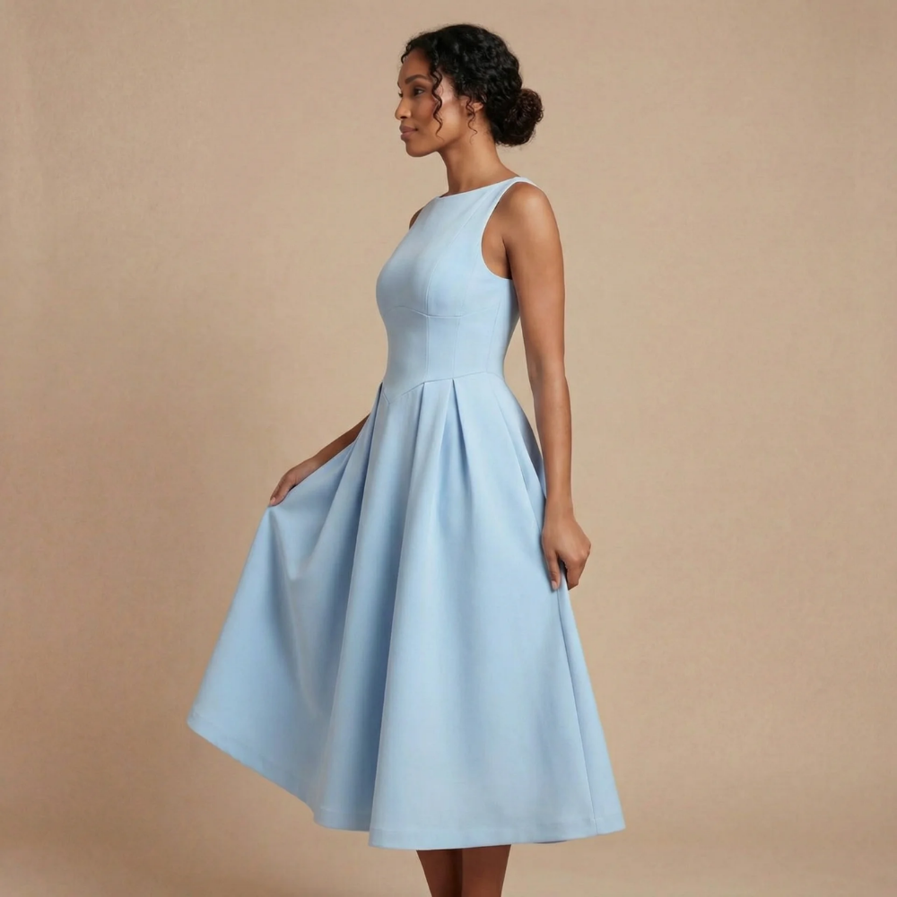 Aveline | Robe Midi Col Bateau pour Cérémonie