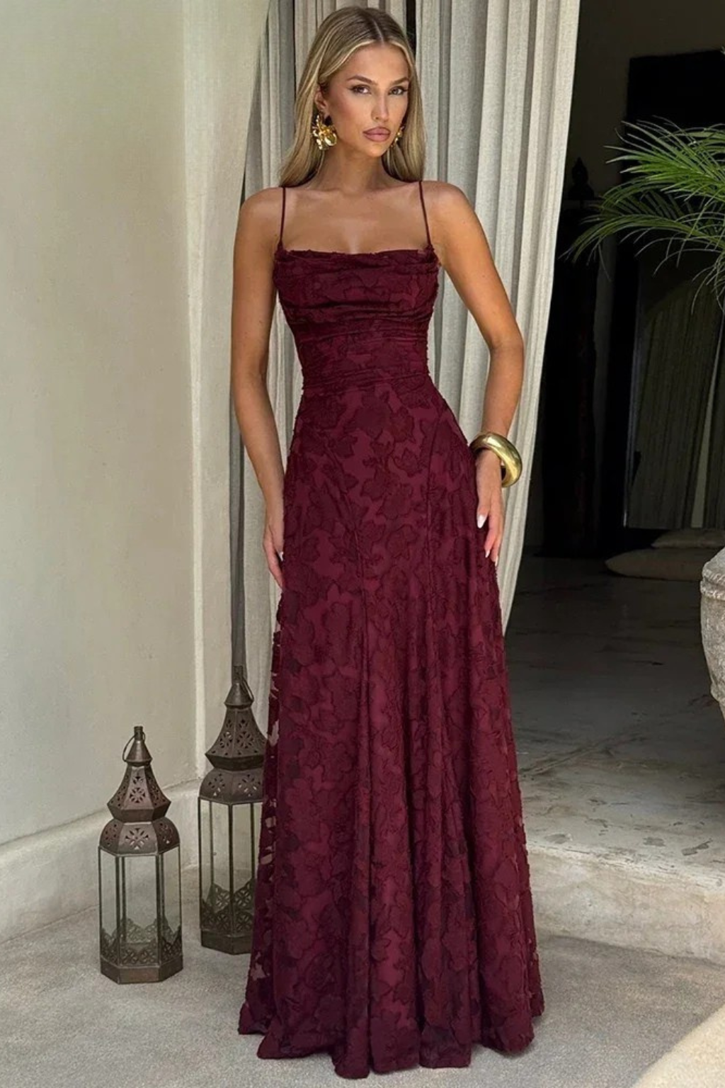 Rosine | Robe Maxi Jacquard Dos Nu