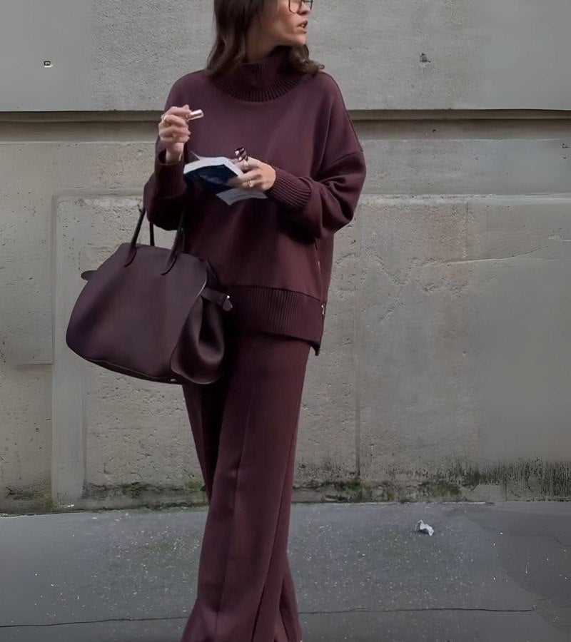 Danièle | Ensemble Col Montant Pantalon Large