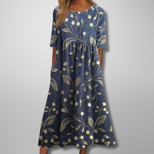 Léonie | Robe Midi Florale d’Été Fluide